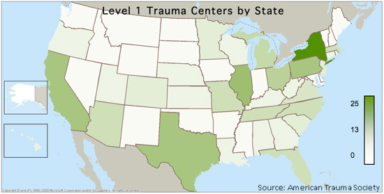 trauma center levels in my area